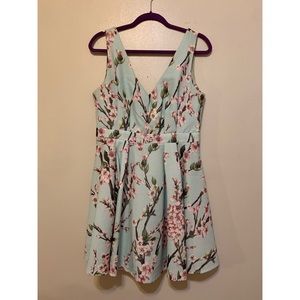 Nordstrom fit and flare pleated dress with flowers